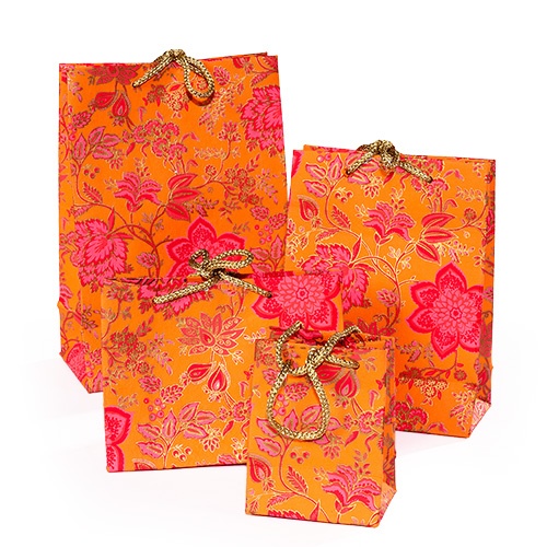Orange Floral Gift Bag