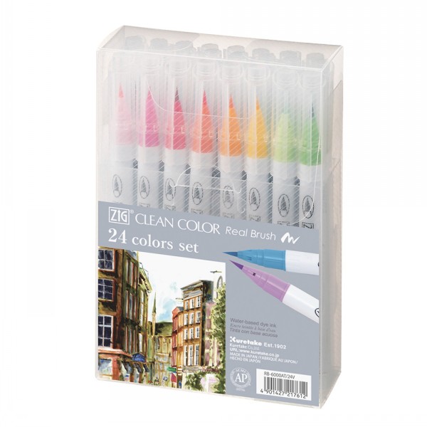 Kuretake Clean Colour Real Brush Pens Set of 24