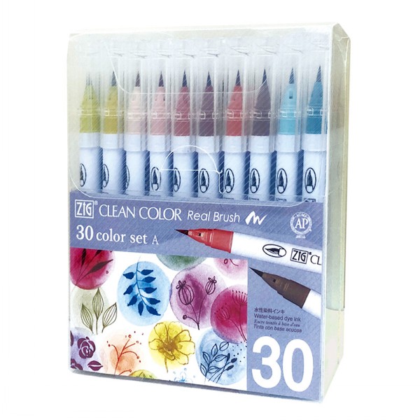 Kuretake Clean Colour Real Brush Pens Set of 30 – A