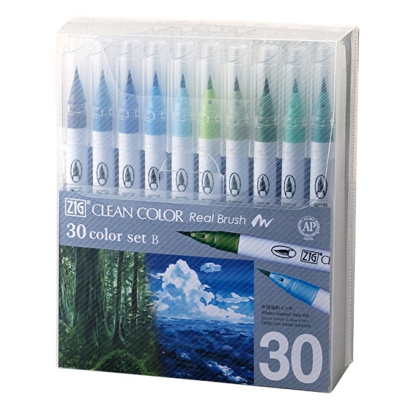 Kuretake Clean Colour Real Brush Pens Set of 30 – B