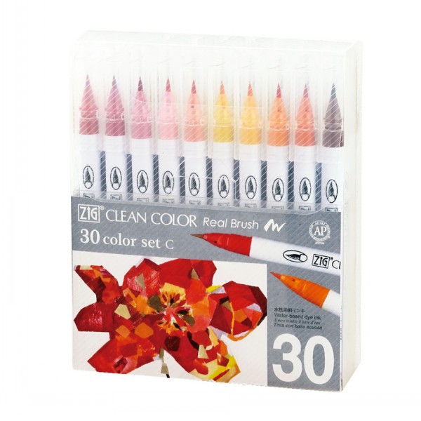 Kuretake Clean Colour Real Brush Pens Set of 30 – C