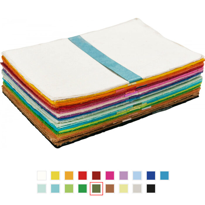 Mulberry Paper A4 Sheet Deckle Edged Olive