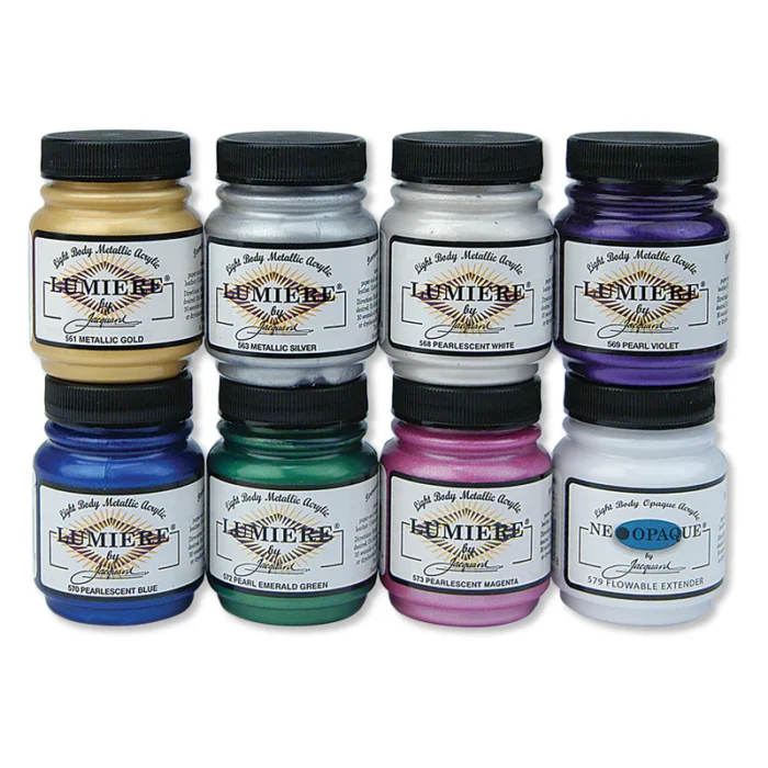 Textile and Fabric Paint Metallic Pearl Tone 8 Set
